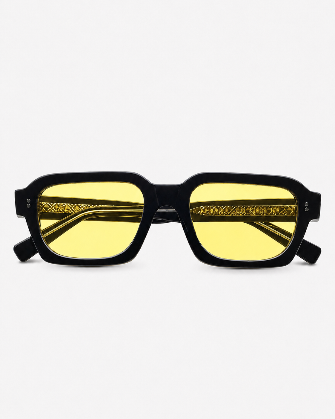 ME & JOE America black sunglasses with yellow lenses – front view