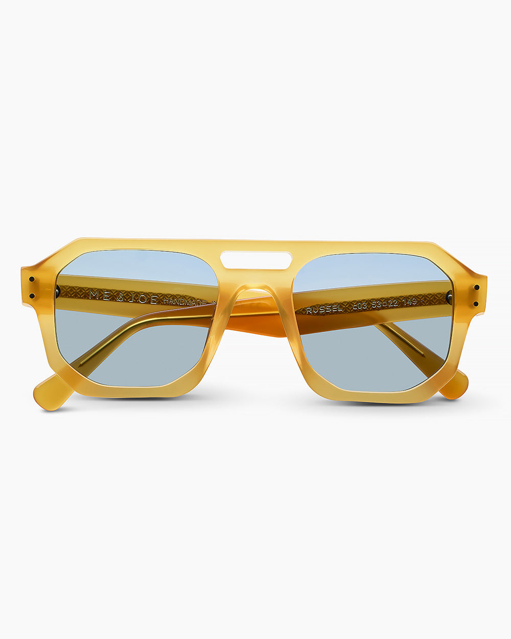 ME & JOE Russel honey sunglasses with blue lenses – front view