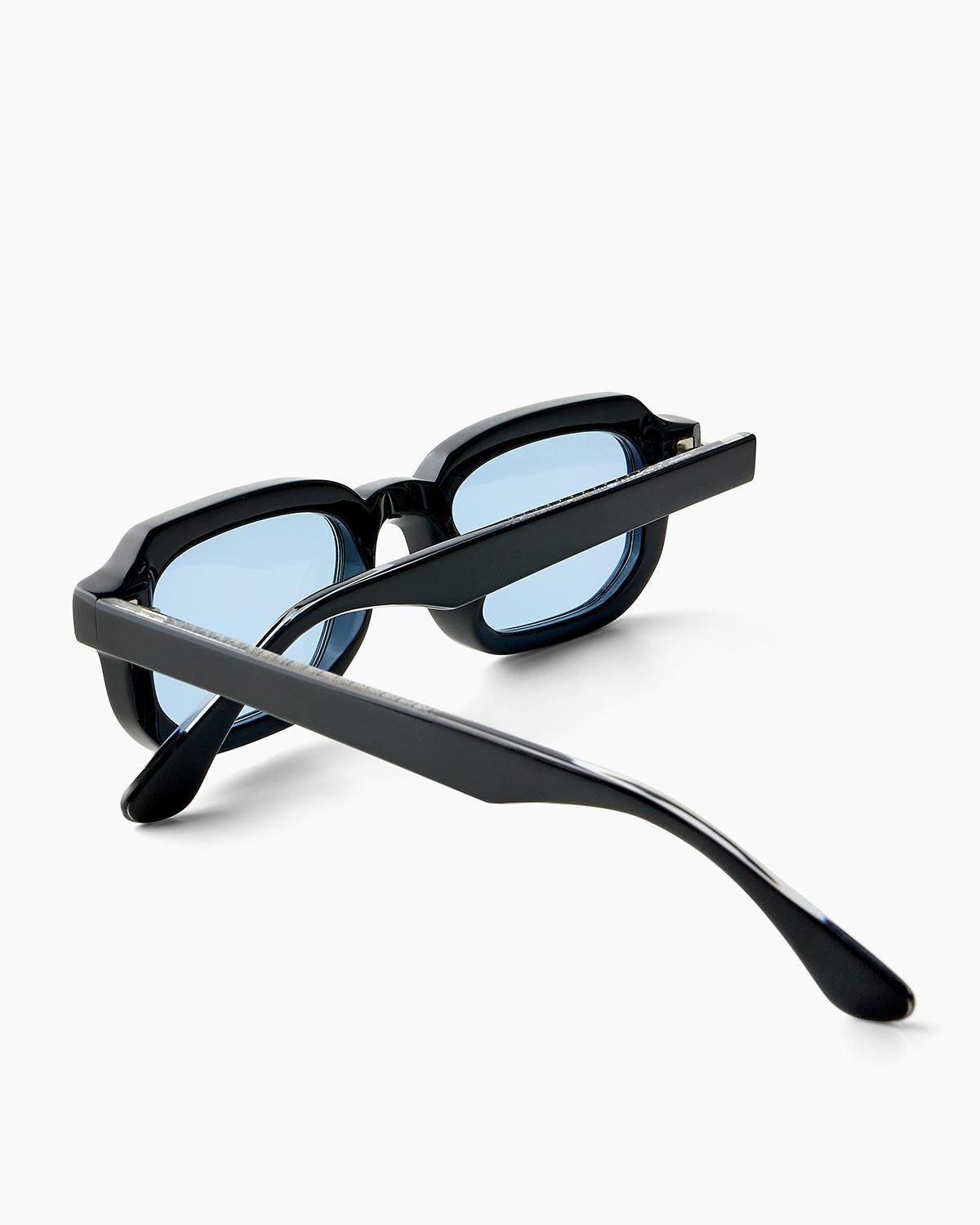 SUNGLASSES-WOMEN-MEN-UNISEX-DRAKE-BLACK-CUSTOMLENSES-BLUEJEAN-DETAIL |BLACK CUSTOM LENSES-BLUE JEAN
