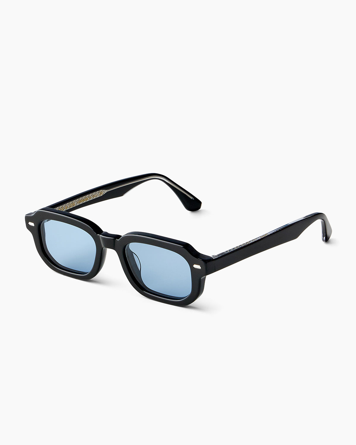 SUNGLASSES-WOMEN-MEN-UNISEX-DRAKE-BLACK-CUSTOMLENSES-BLUEJEAN-SIDE |BLACK CUSTOM LENSES-BLUE JEAN