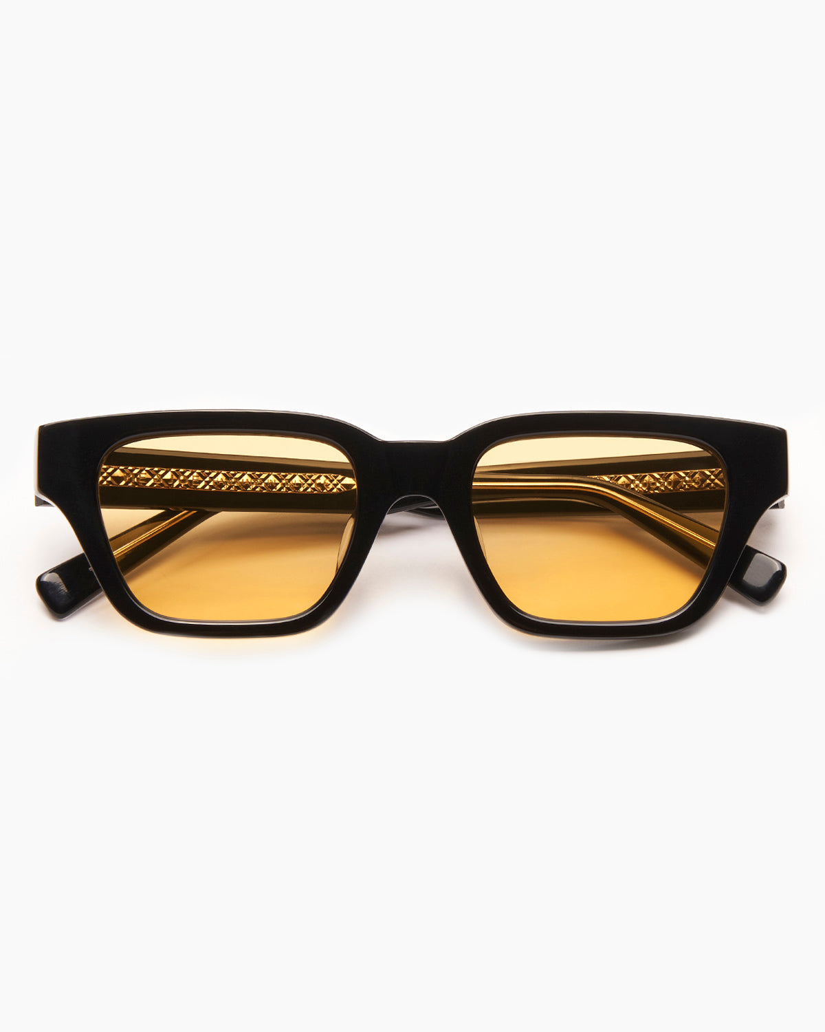 SUNGLASSES-WOMEN-MEN-UNISEX-LEONE-BLACK-CUSTOM-YELLOWLENSES-FRONT |BLACK CUSTOM LENSES-PINA COLADA