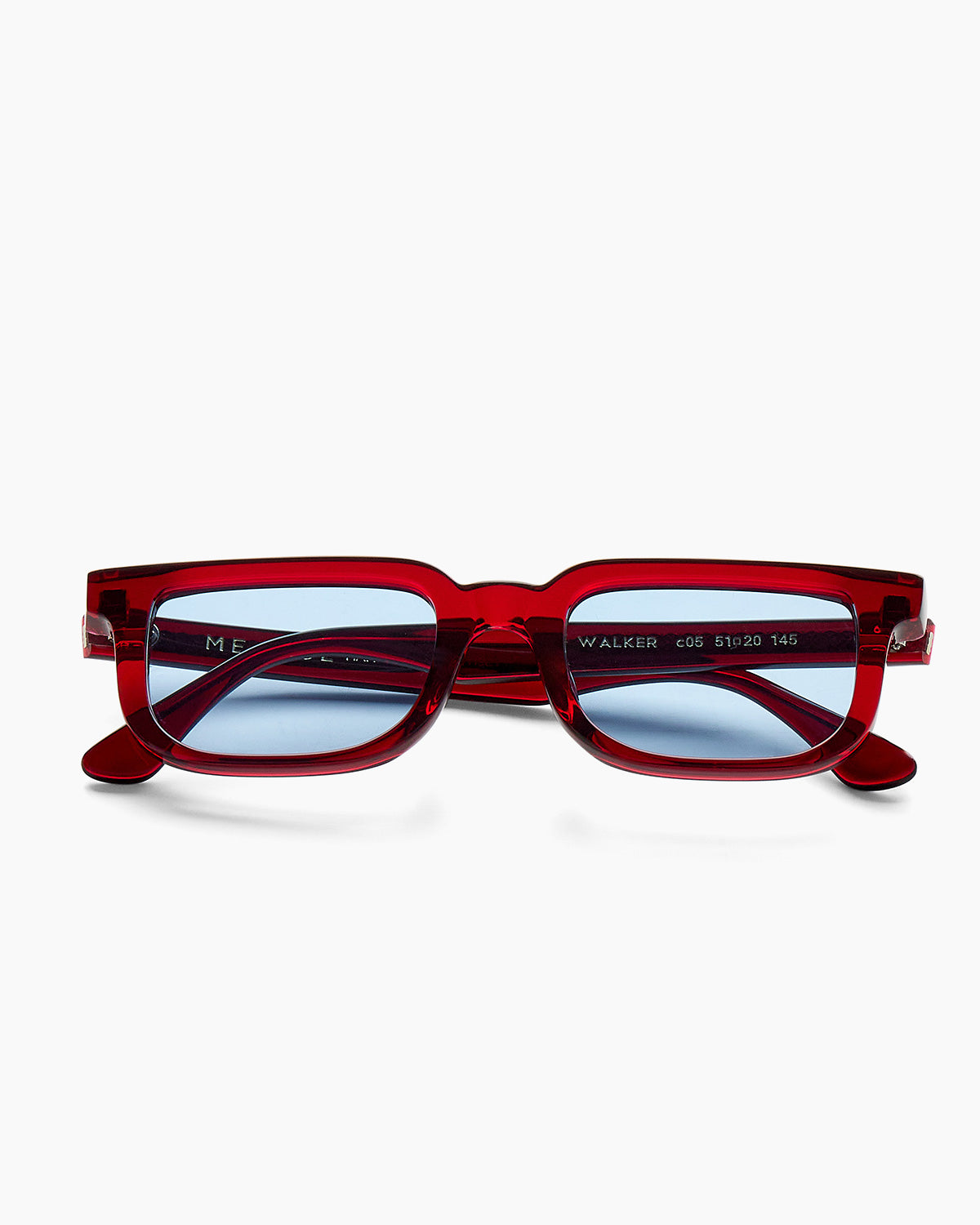 SUNGLASSES-WOMEN-MEN-UNISEX-WALKER-RED-CUSTOMLENSES-BLUEJEAN-FRONT |RED CUSTOM LENSES-BLUE JEAN