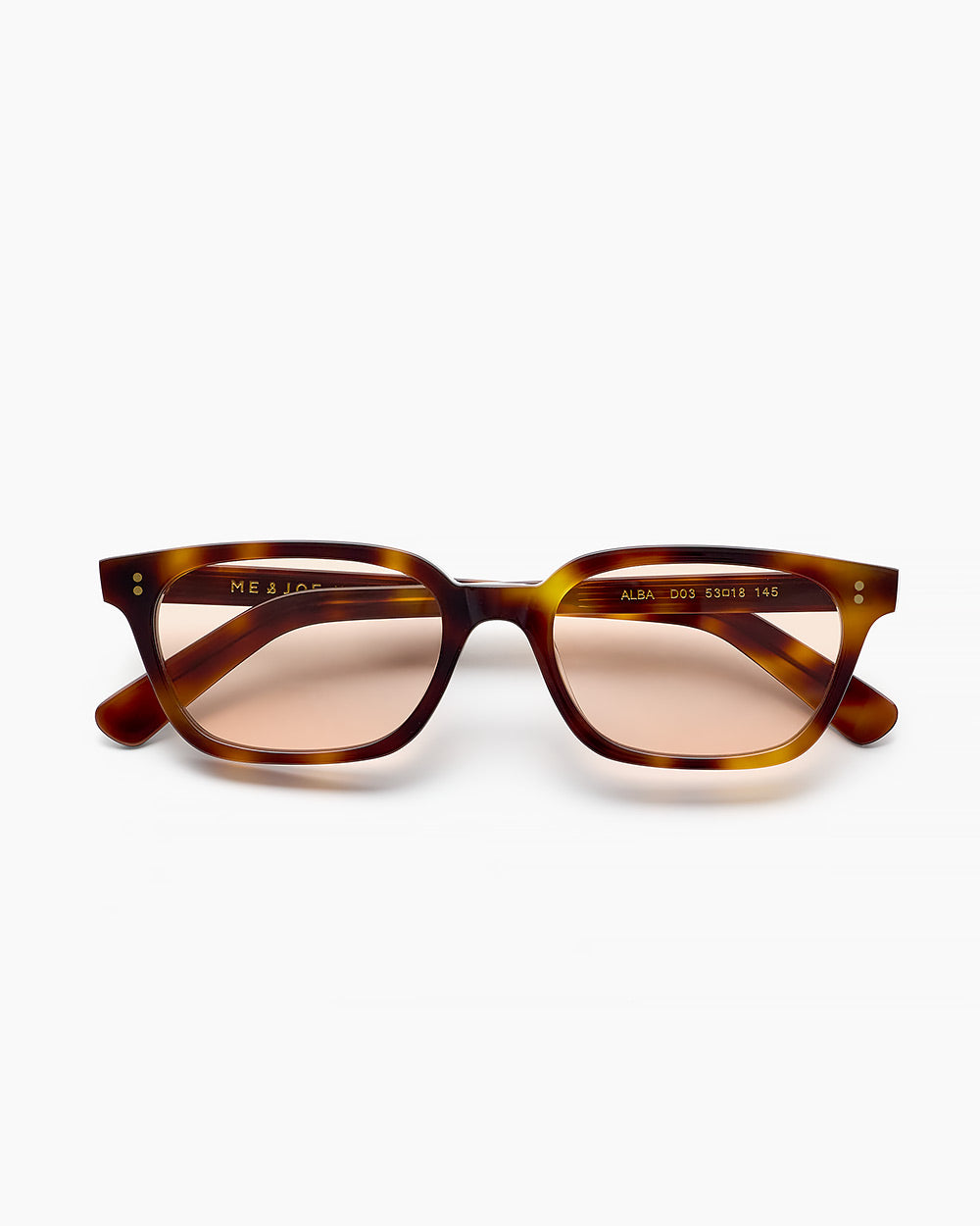 ME & JOE Alba classic tortoise sunglasses with peach lenses – front view