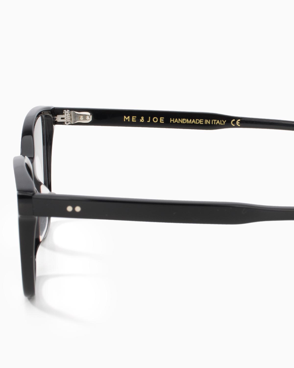 ME & JOE Amelie black optical glasses -temple and logo detail
