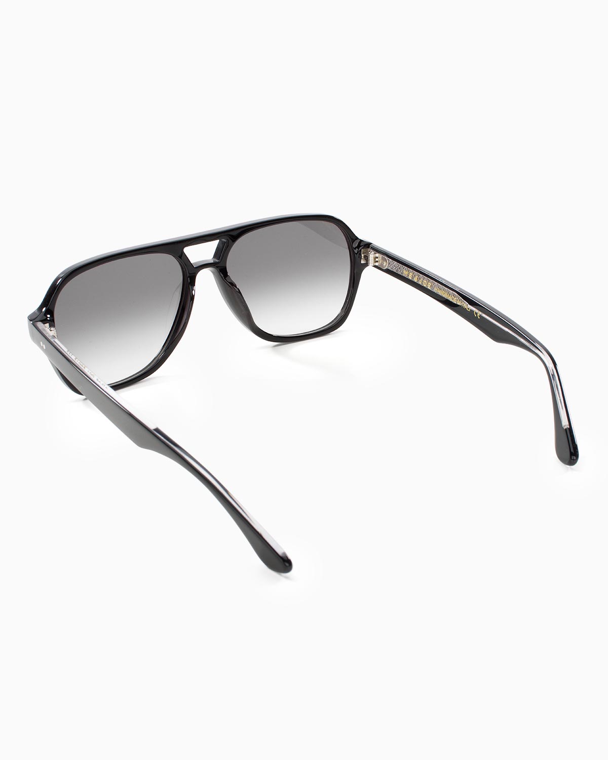 ME & JOE Atlas Black sunglasses with grey gradient lenses – rear three-quarter view