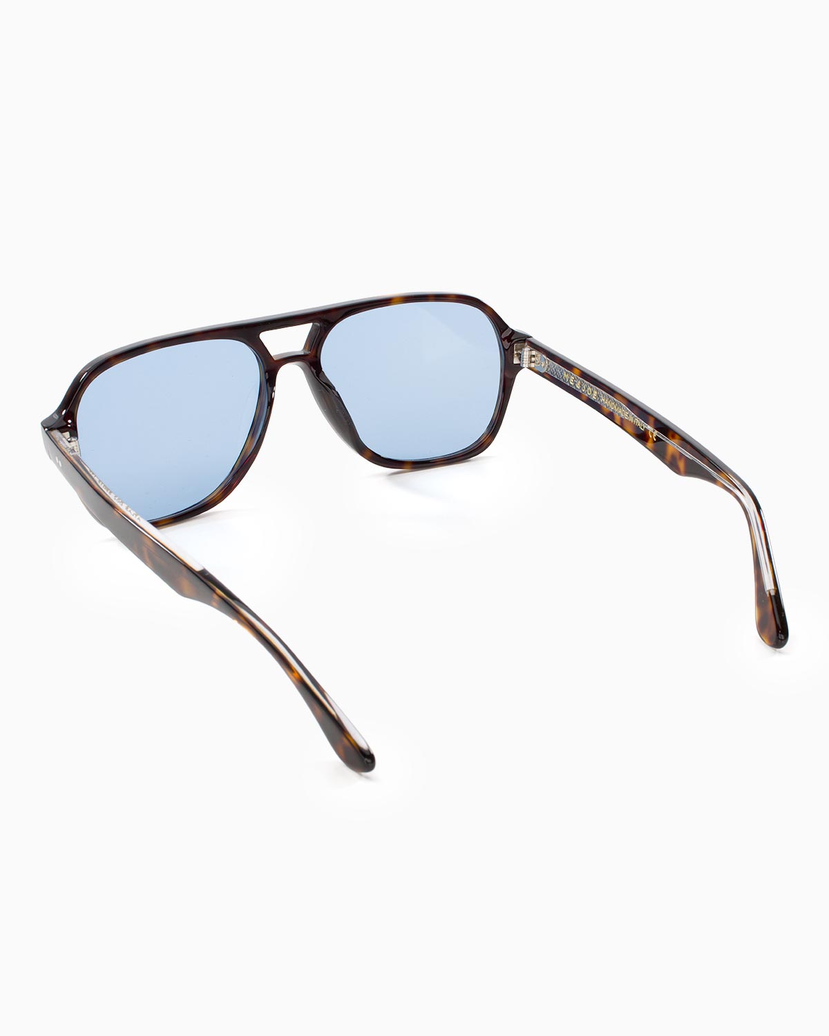 ME & JOE Atlas Tortoise sunglasses with blue lenses – rear three-quarter view