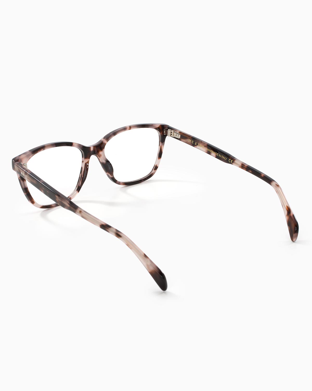 ME & JOE Erin pink tortoise optical glasses – rear three-quarter view