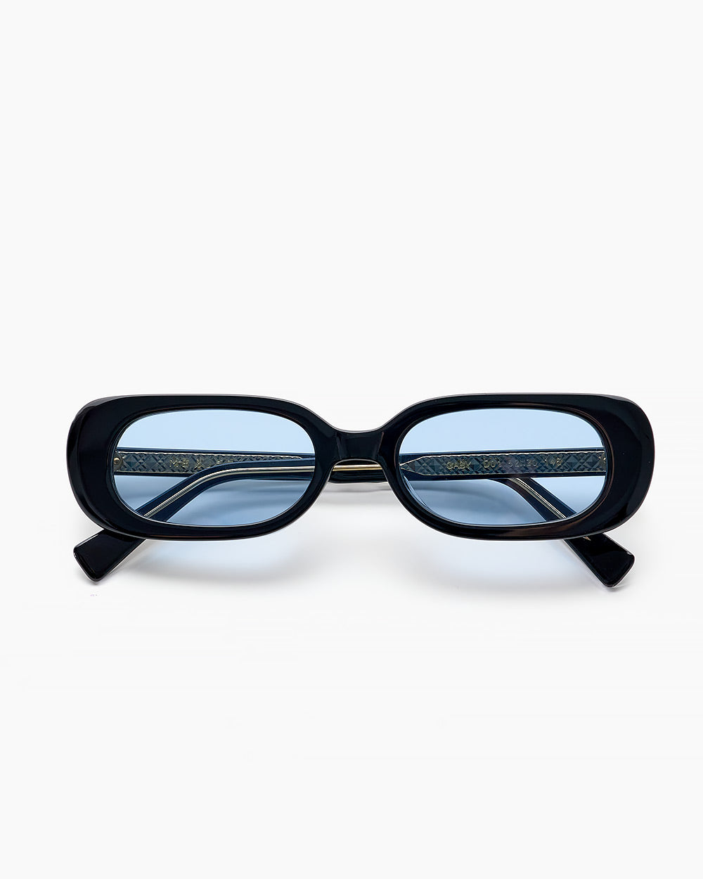 ME & JOE Gaby black sunglasses with blue lenses – front view