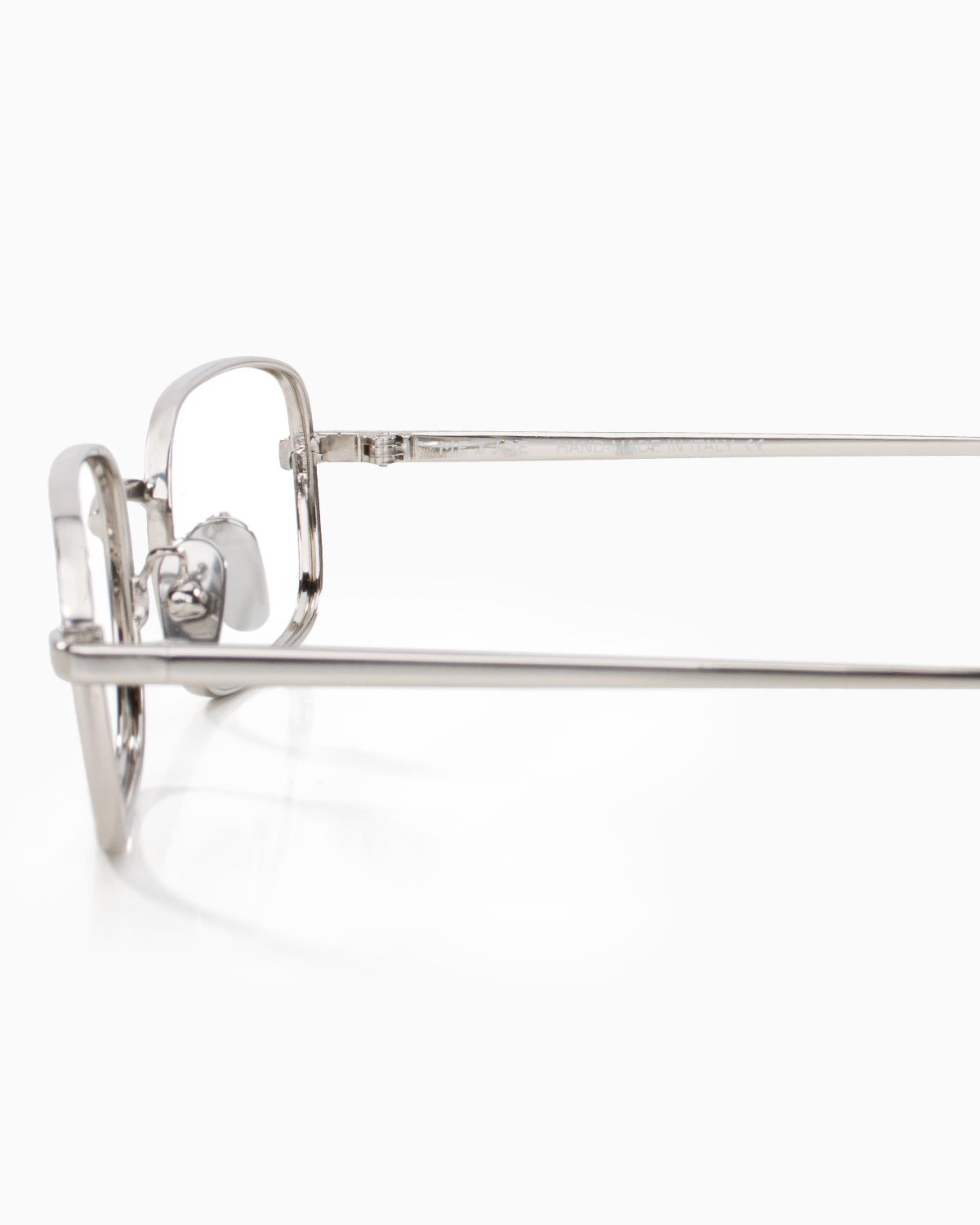 ME & JOE Luca silver optical glasses – temple and logo detail
