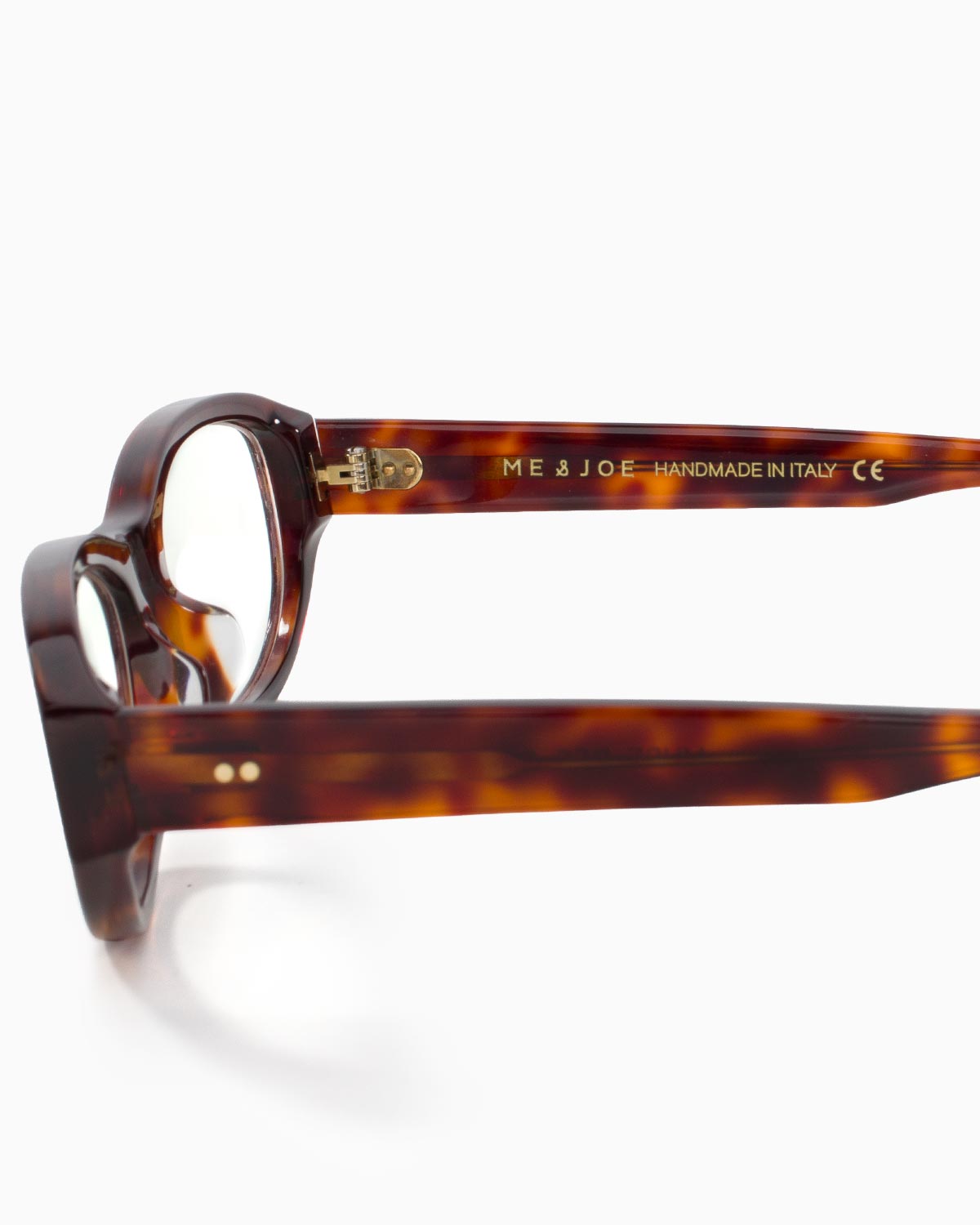 ME & JOE Muse cherry tortoise optical glasses – temple and logo detail