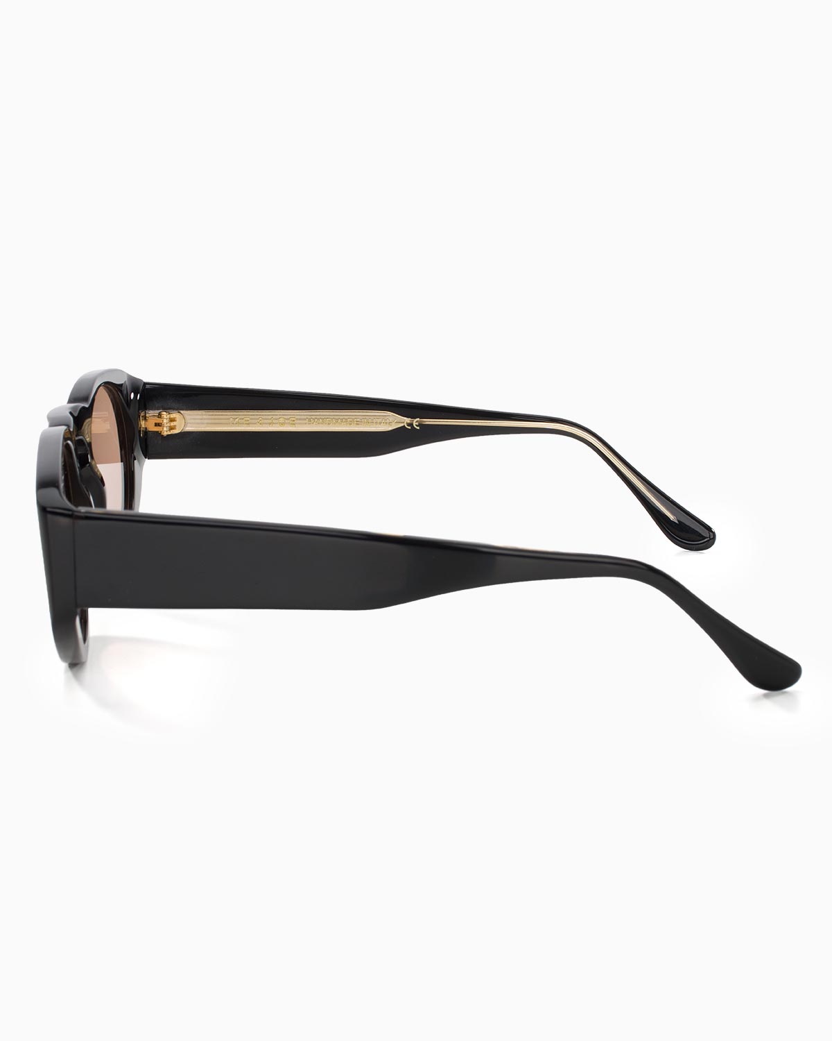 ME & JOE Onassis black sunglasses with light brown lenses - side view