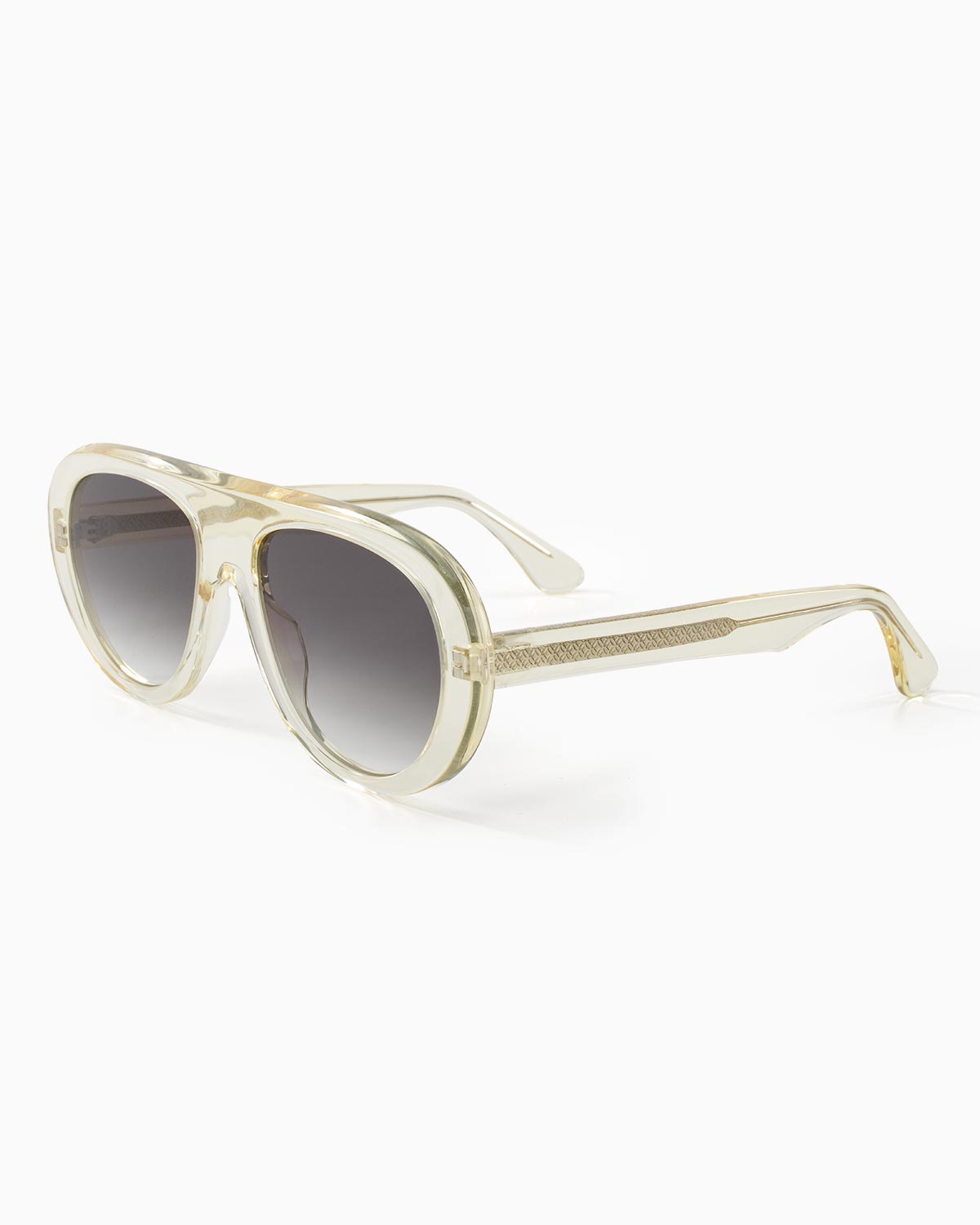 ME & JOE Riviera Champagne sunglasses with grey gradient lenses – front three-quarter view