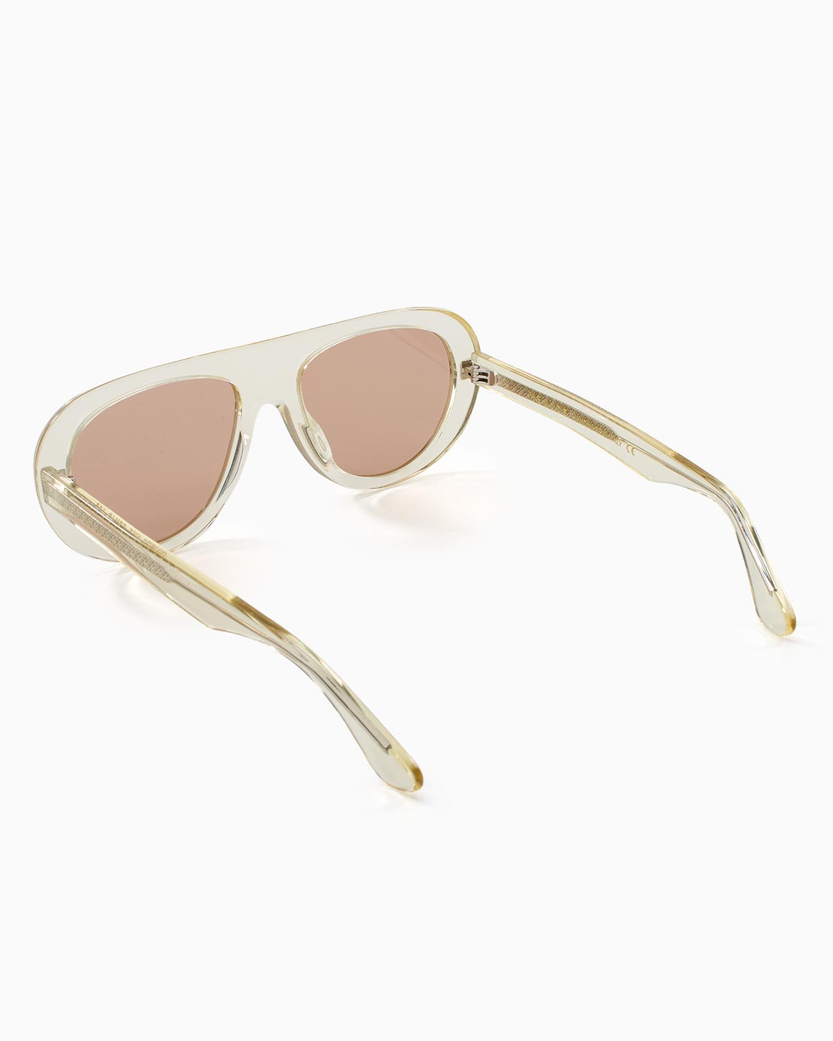 ME & JOE Riviera champagne sunglasses with light brown lenses – rear three-quarter view