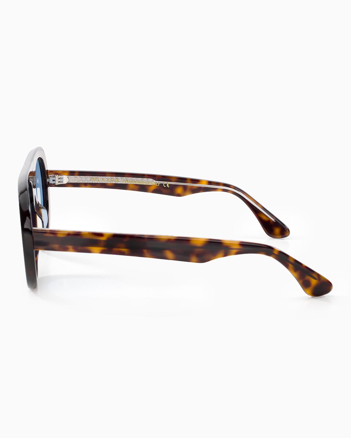 ME & JOE Riviera tortoise sunglasses with light blue lenses – side view