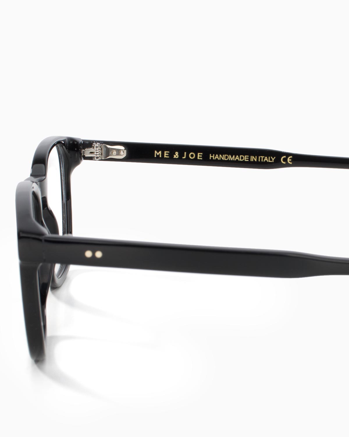 ME & JOE Savio black optical glasses -temple and logo detail