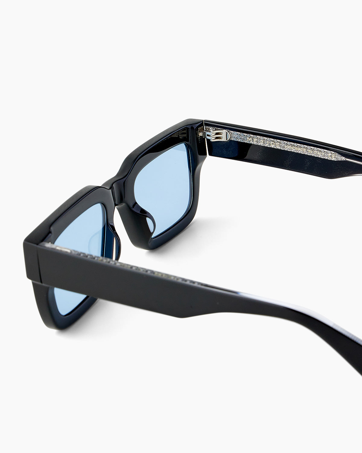 SUNGLASSES-WOMEN-MEN-UNISEX-COOPER-BLACK-CUSTOMLENSES-BLUE JEAN-DETAIL |BLACK CUSTOM LENSES-BLUE JEAN