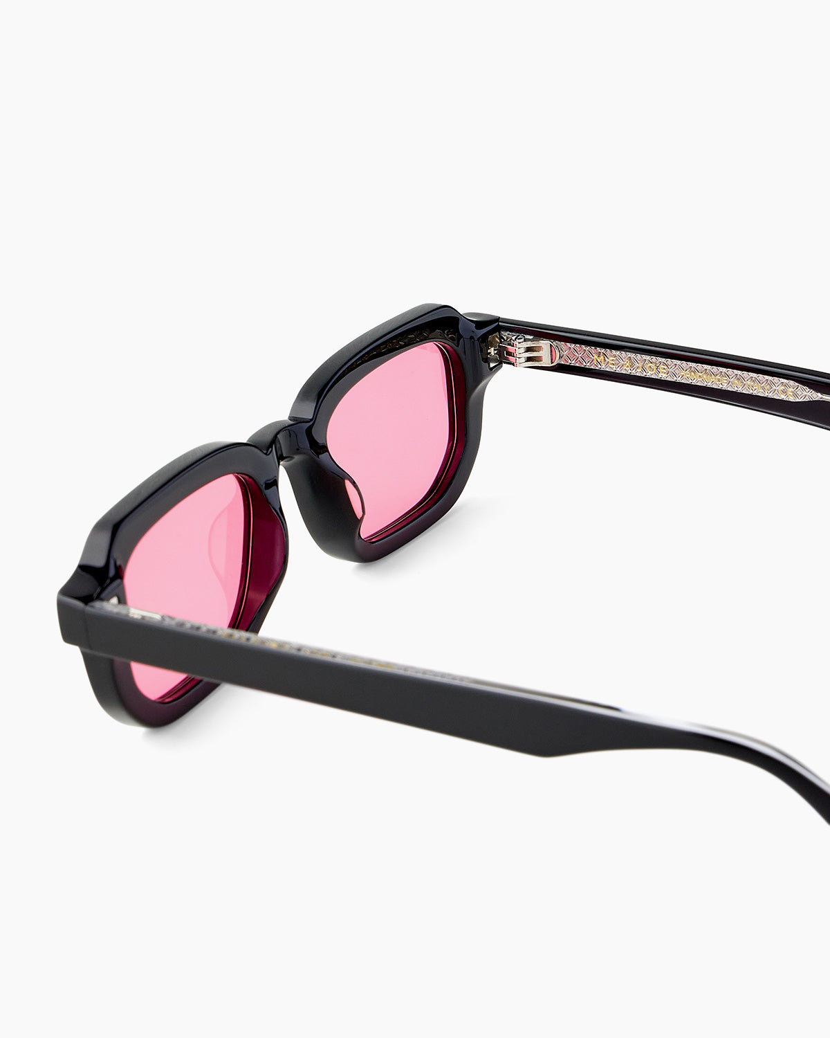 SUNGLASSES-WOMEN-MEN-UNISEX-DRAKE-BLACK-CUSTOMLENSES-FLAMINGO-TEMPLE |BLACK CUSTOM LENSES-FLAMINGO