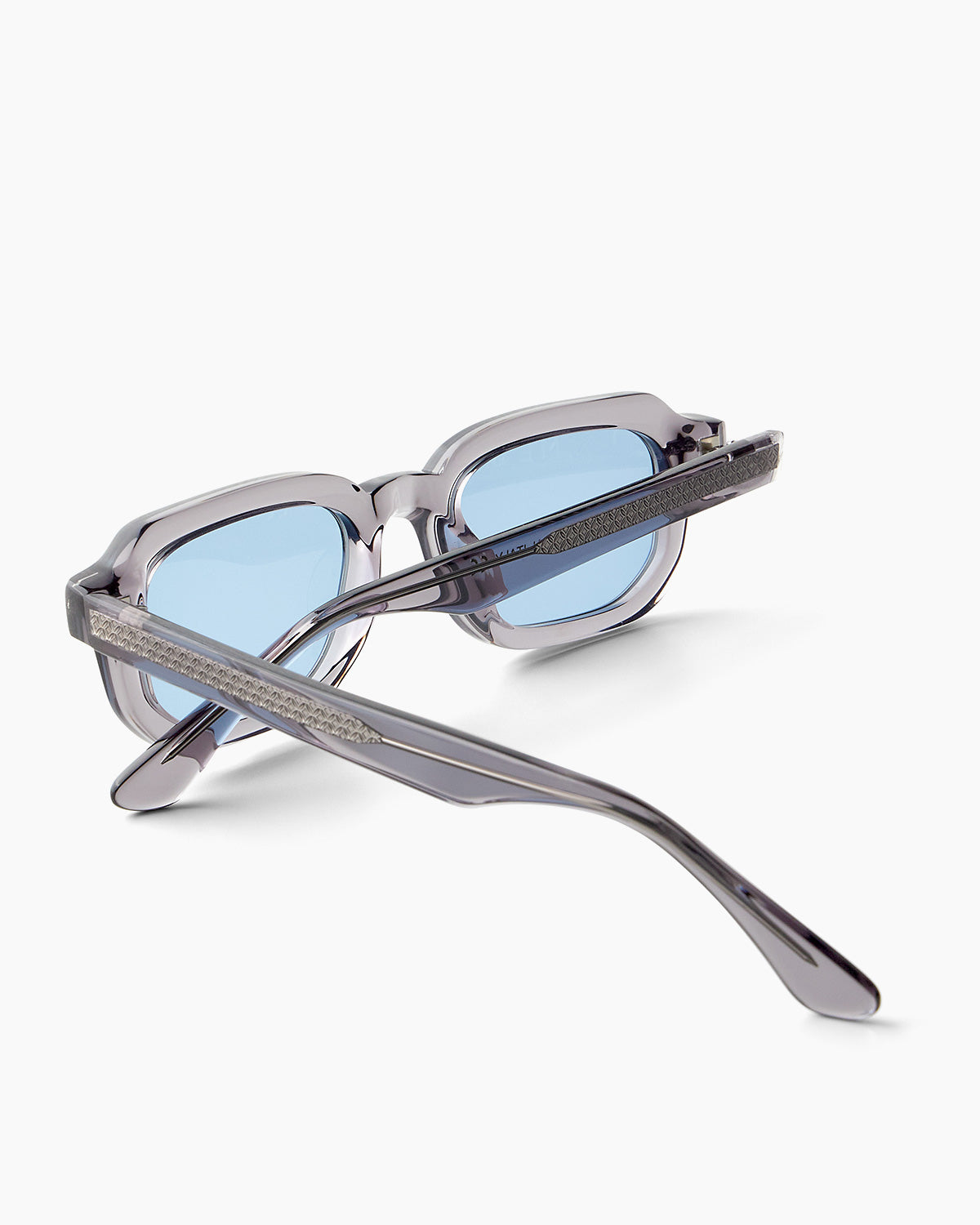 SUNGLASSES-WOMEN-MEN-UNISEX-DRAKE-GREY-CUSTOMLENSES-BLUE JEAN-TEMPLE  |GREY CUSTOM LENSES-BLUE JEAN
