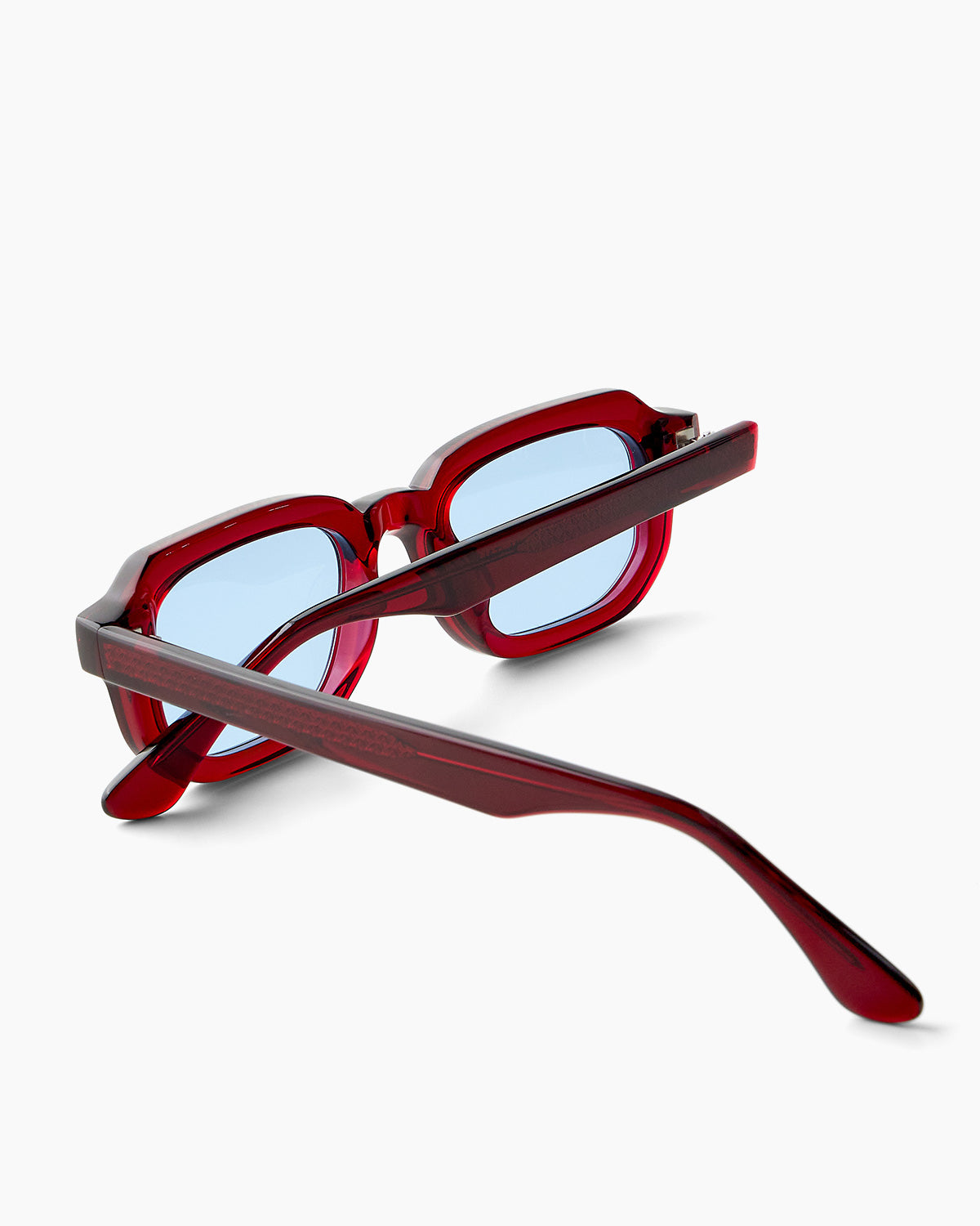 SUNGLASSES-WOMEN-MEN-UNISEX-DRAKE-RED-CUSTOMLENSES-BLUE JEAN-DETAIL |RED CUSTOM LENSES-BLUE JEAN