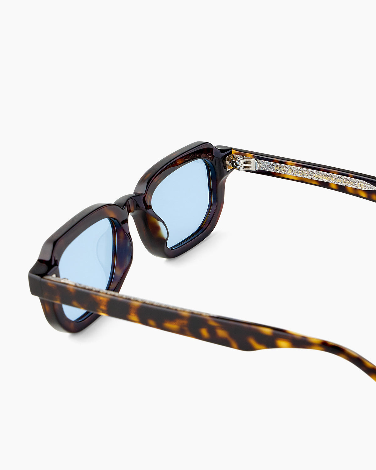 SUNGLASSES-WOMEN-MEN-UNISEX-DRAKE-TORTOISE-CUSTOMLENSES-BLUE JEAN-TEMPLE  |TORTOISE CUSTOM LENSES-BLUE JEAN