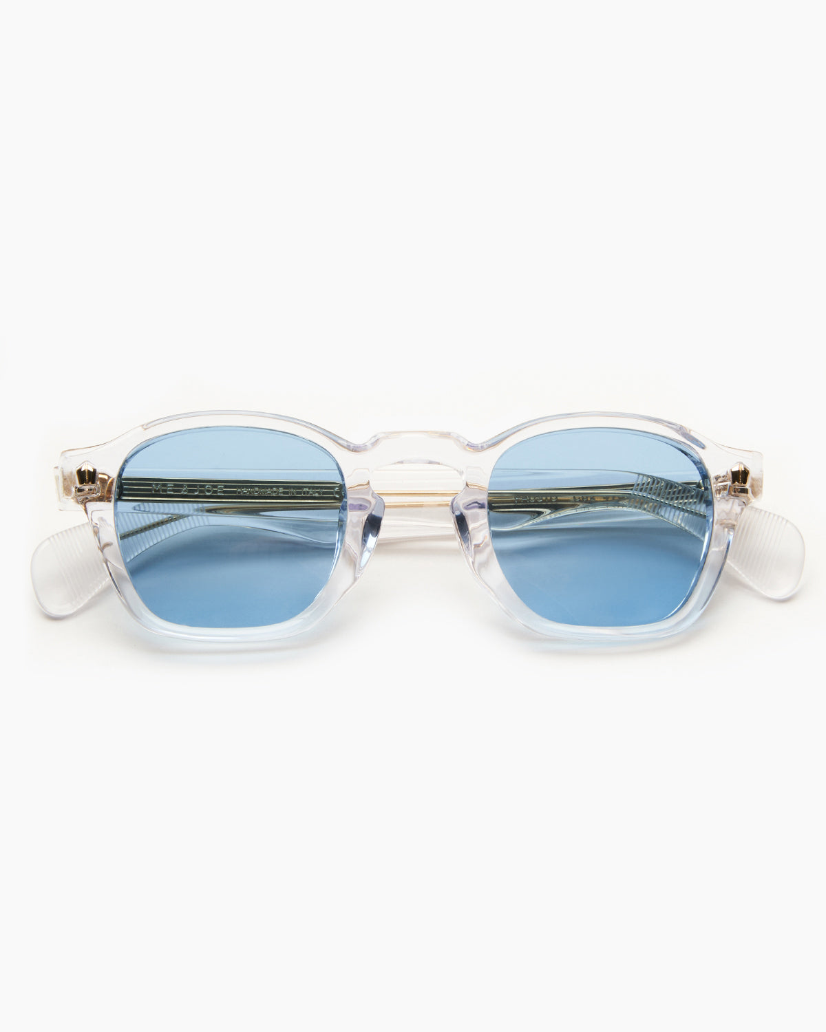       SUNGLASSES-WOMEN-MEN-UNISEX-FAUSTO-STUDIO-CRYSTAL-BLUE-FRONT |CRYSTAL CUSTOM LENSES-BLUE JEAN