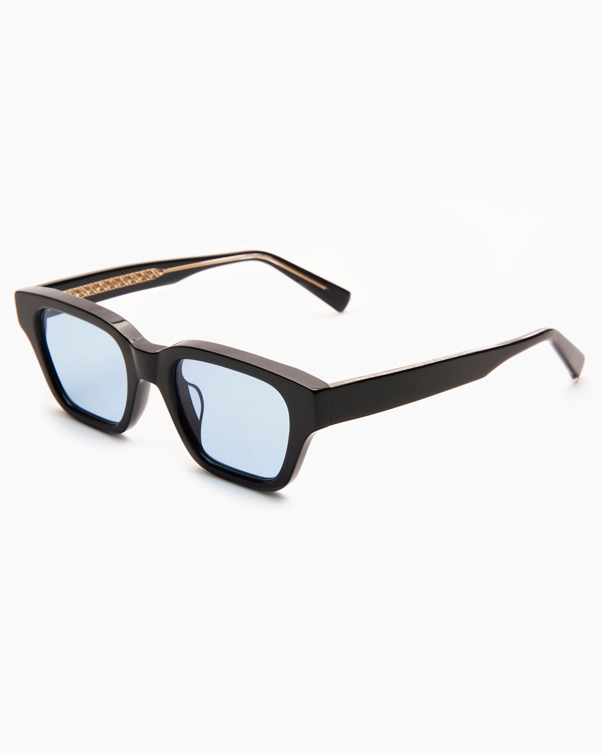 SUNGLASSES-WOMEN-MEN-UNISEX-LEONE-BLACK-CUSTOM-BLUELENSES-SIDE |BLACK CUSTOM LENSES-BLUE JEAN