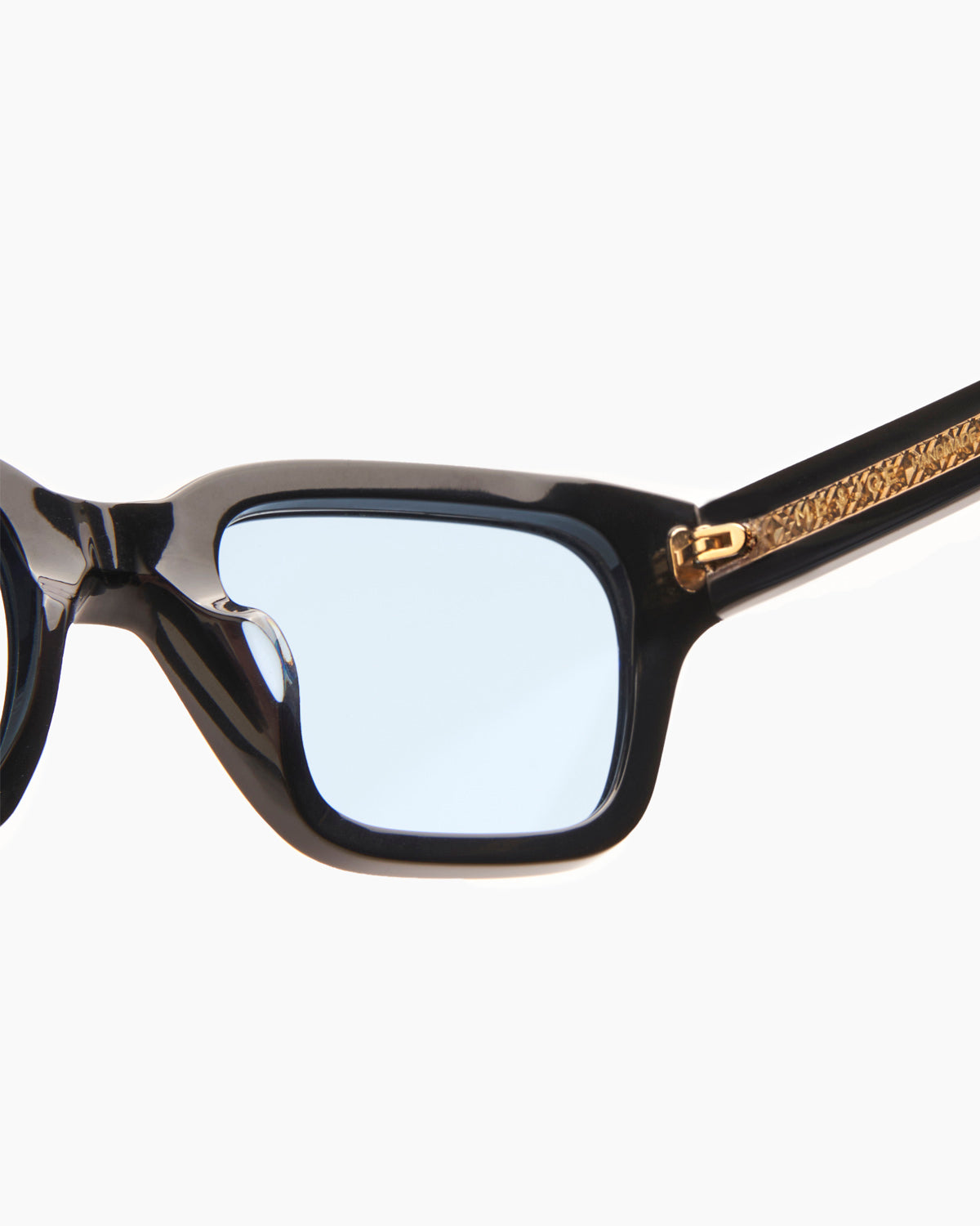 SUNGLASSES-WOMEN-MEN-UNISEX-LEONE-BLACK-CUSTOM-BLUELENSES-TEMPLE  |BLACK CUSTOM LENSES-BLUE JEAN