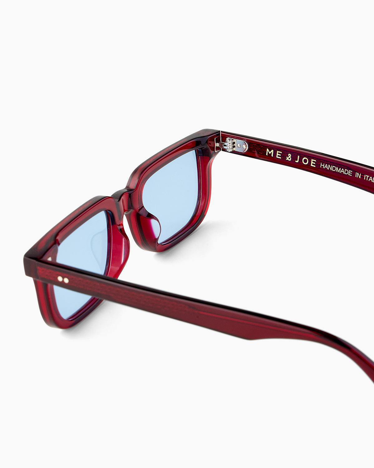 SUNGLASSES-WOMEN-MEN-UNISEX-WALKER-RED-CUSTOMLENSES-BLUEJEAN-TEMPLE |RED CUSTOM LENSES-BLUE JEAN
