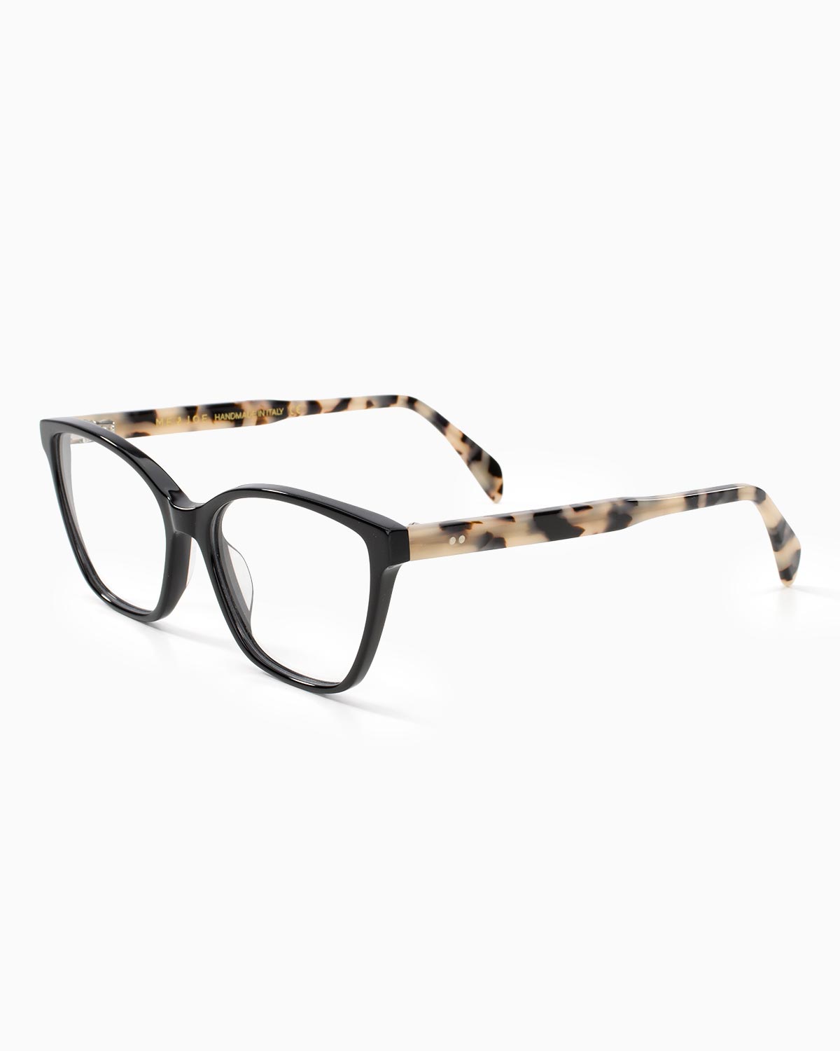 ME & JOE Amelie black stracciatella tortoise optical glasses -front three-quarter view