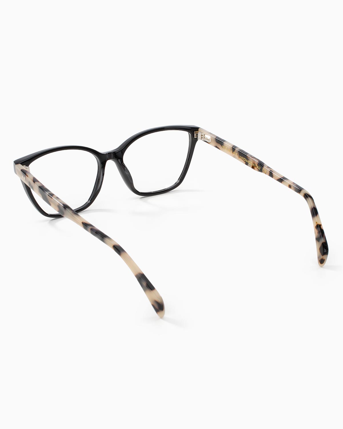 ME & JOE Amelie black stracciatella tortoise optical glasses -rear three-quarter view