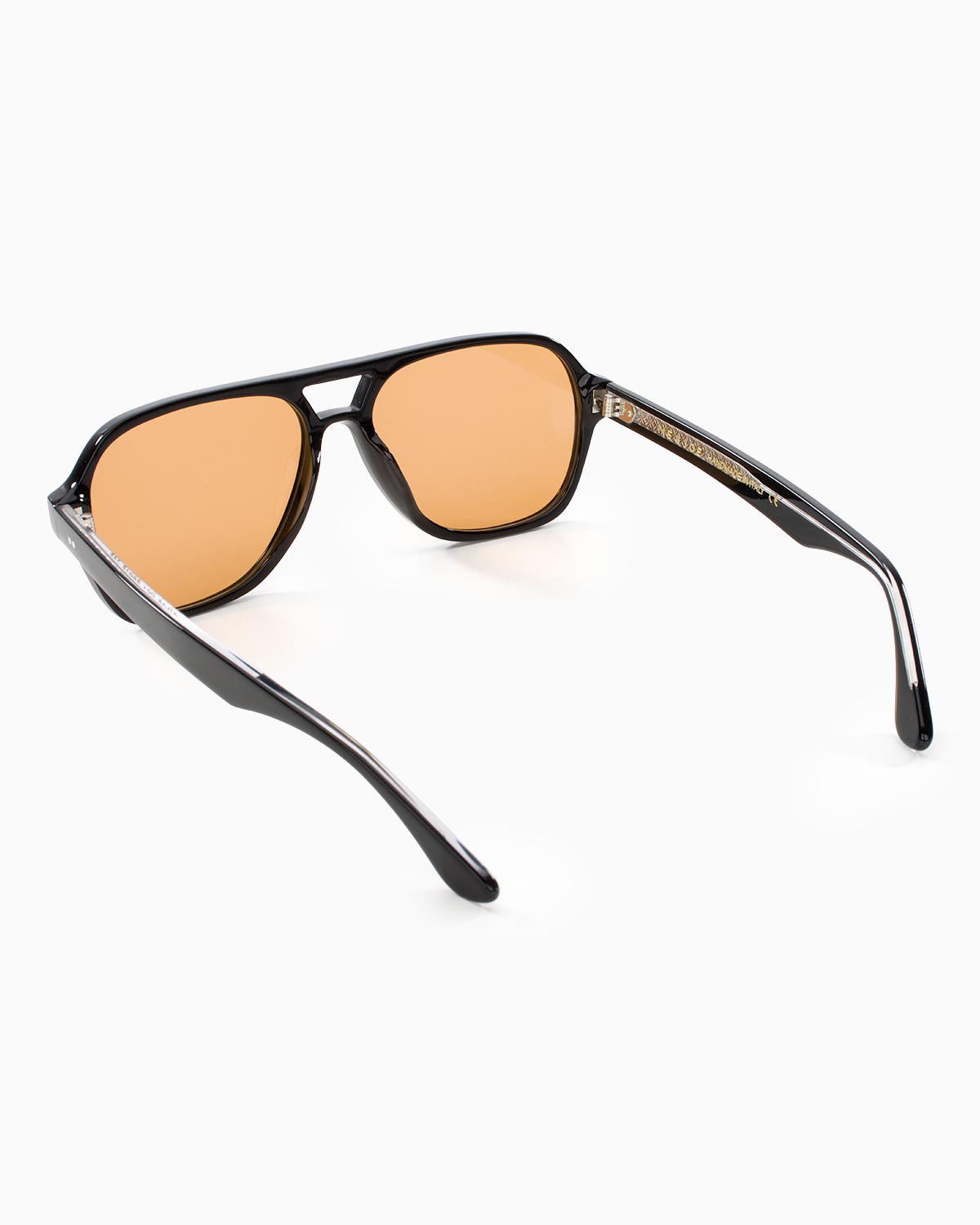 ME & JOE Atlas Black sunglasses with orange lenses – rear three-quarter view