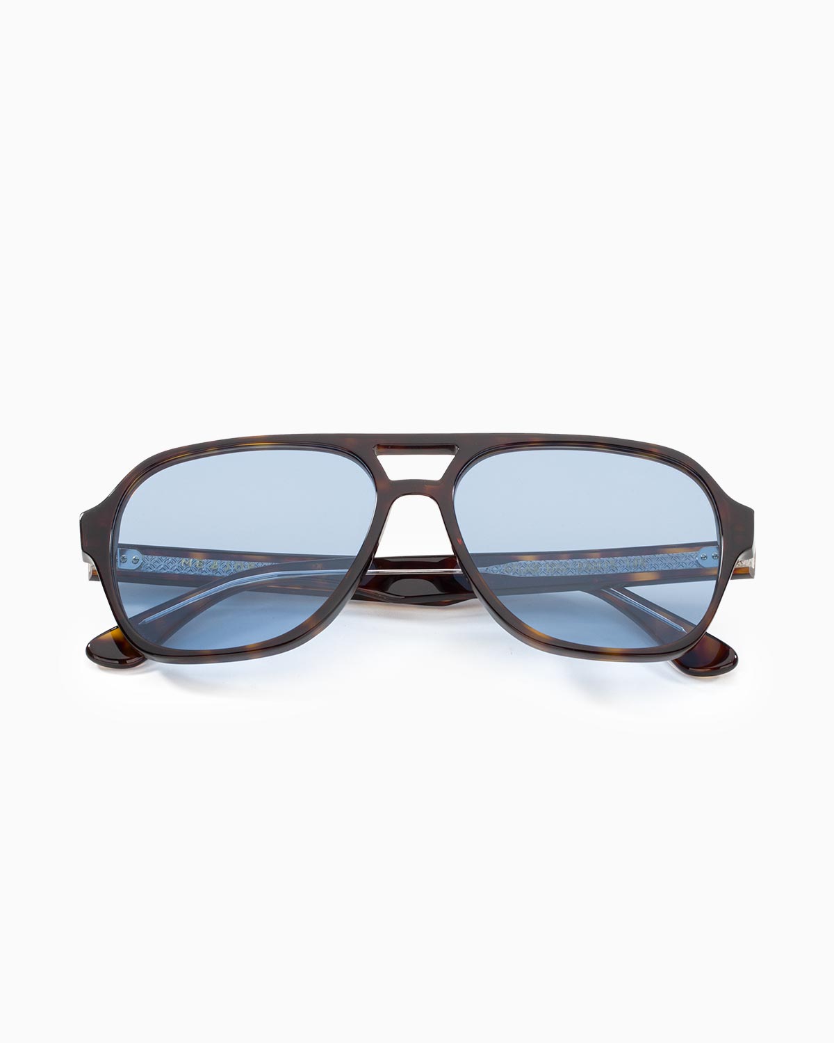 ME & JOE Atlas Tortoise sunglasses with blue lenses – front view
