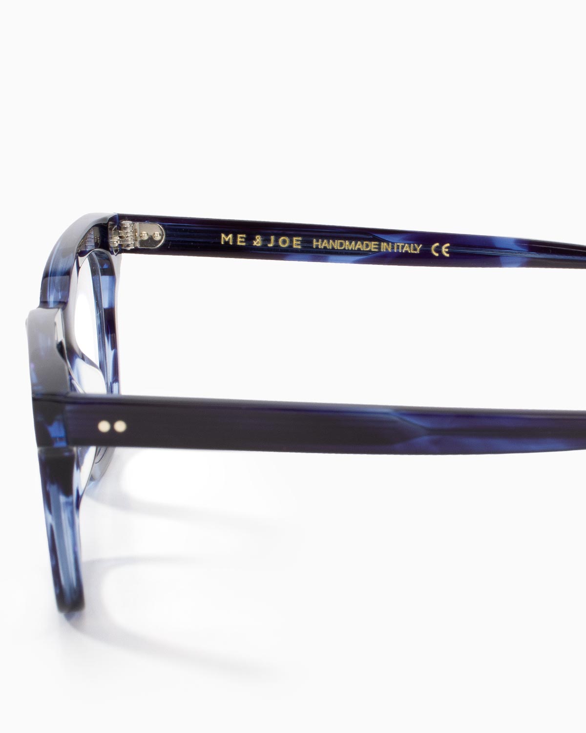 ME & JOE Blair blue optical glasses - temple and logo detail 