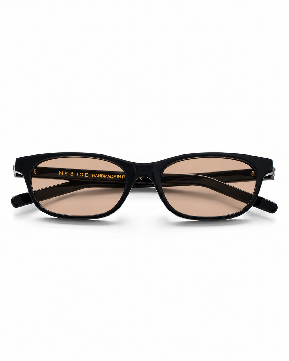 ME & JOE black sunglasses with light brown lenses - front view