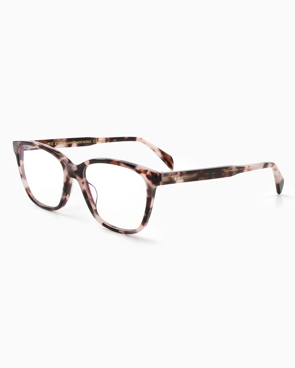 ME & JOE Erin pink tortoise optical glasses – front three-quarter view