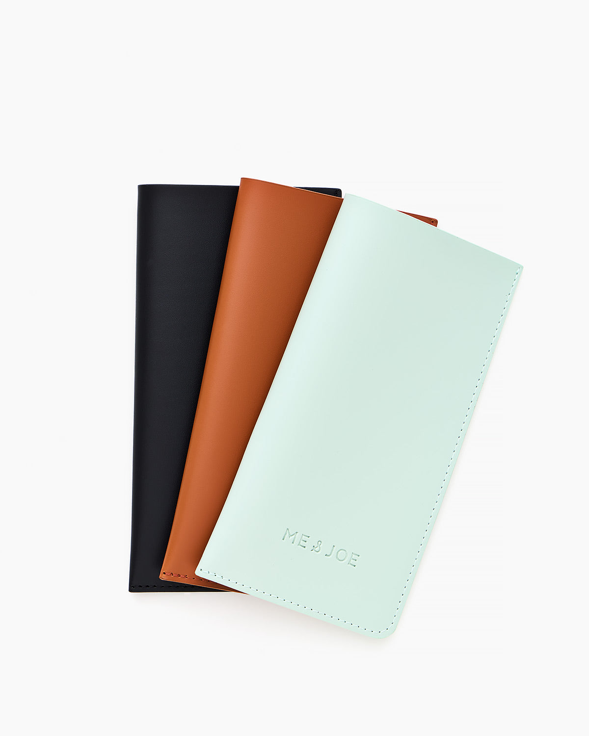 Set of three ME & JOE eyewear cases in black, brown and mint