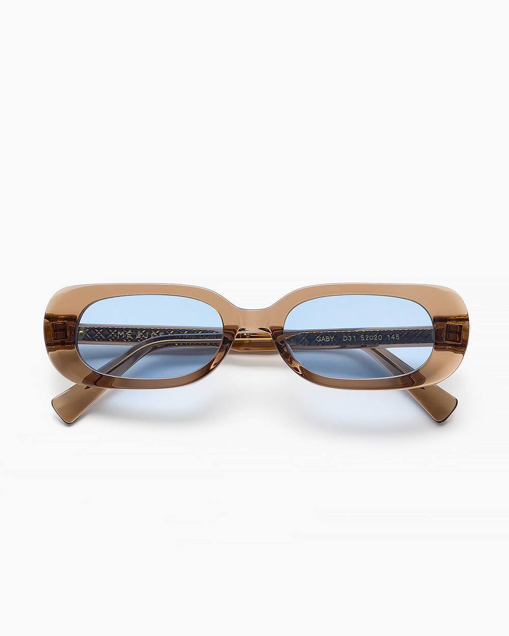 ME & JOE Gaby mocha sunglasses with blue lenses – front view