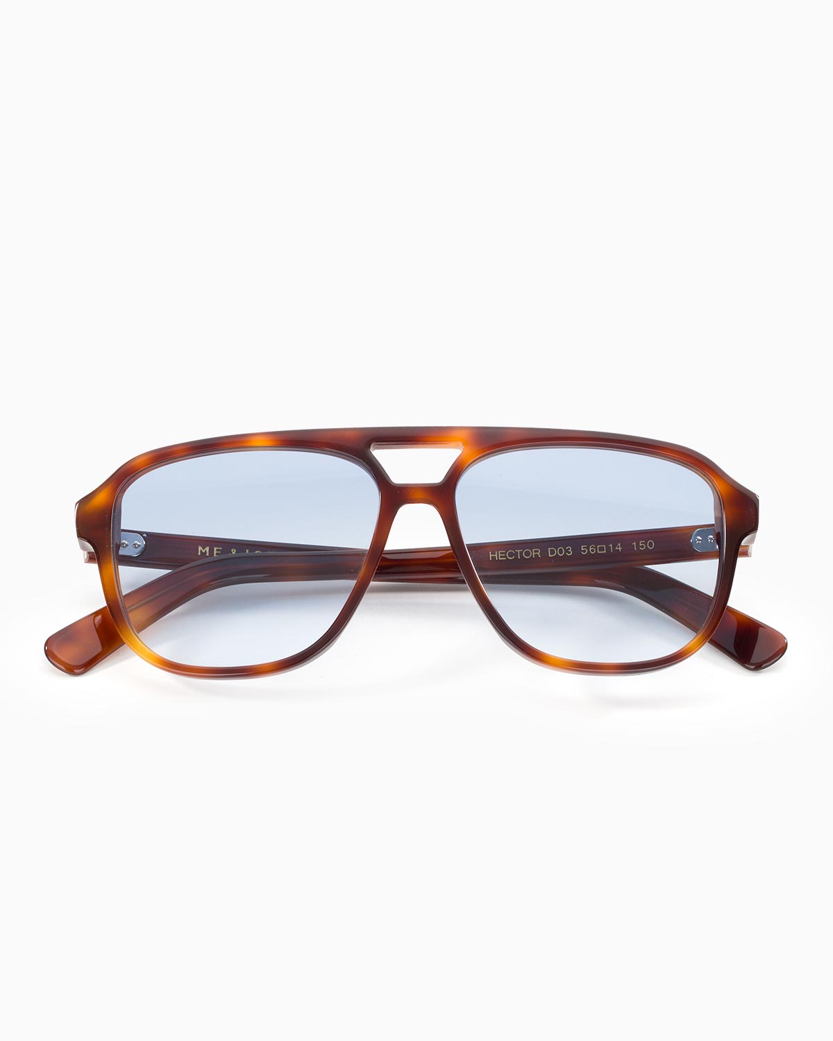 ME & JOE Hector tortoise sunglasses with light blue gradient lenses - front view