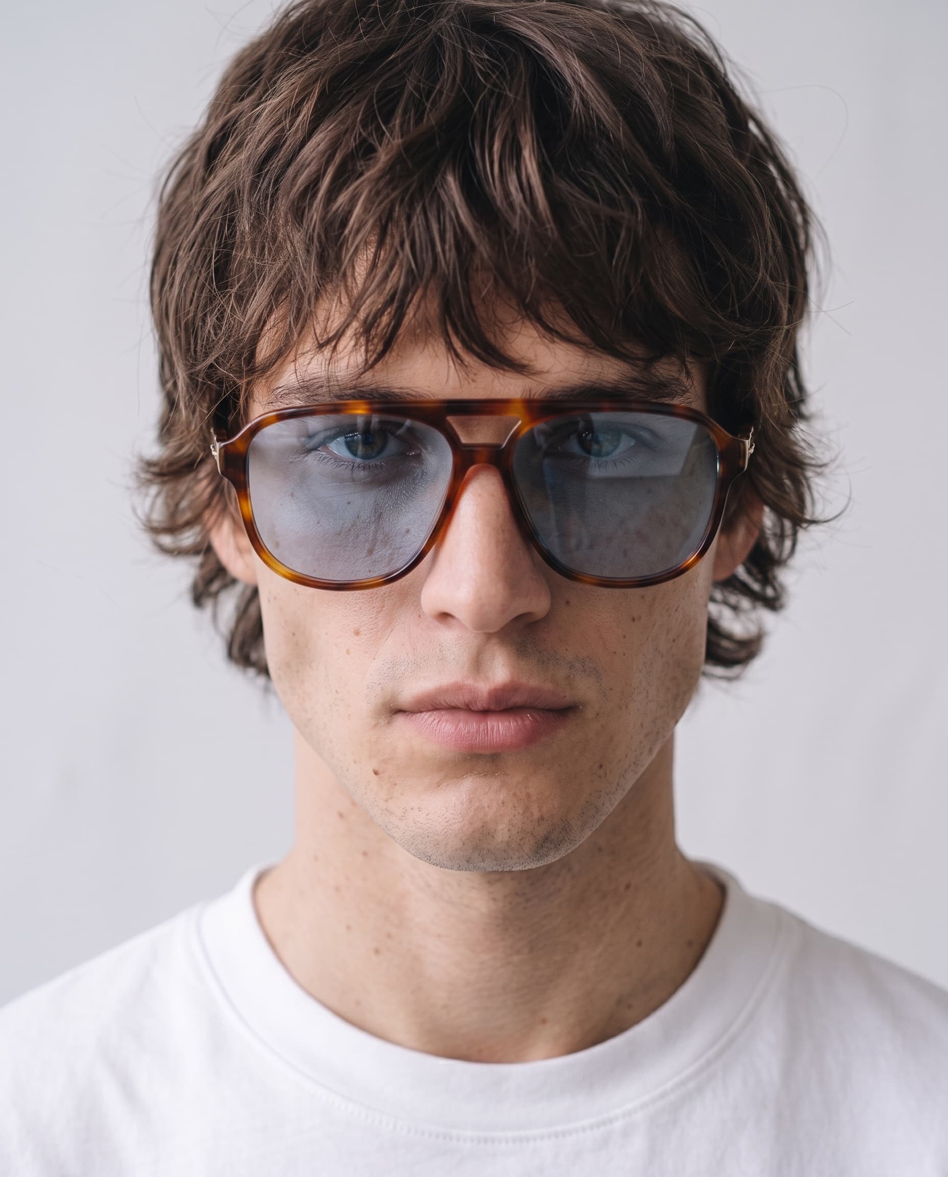 Hector Tortoise sunglasses with blue lenses by ME & JOE worn on male 