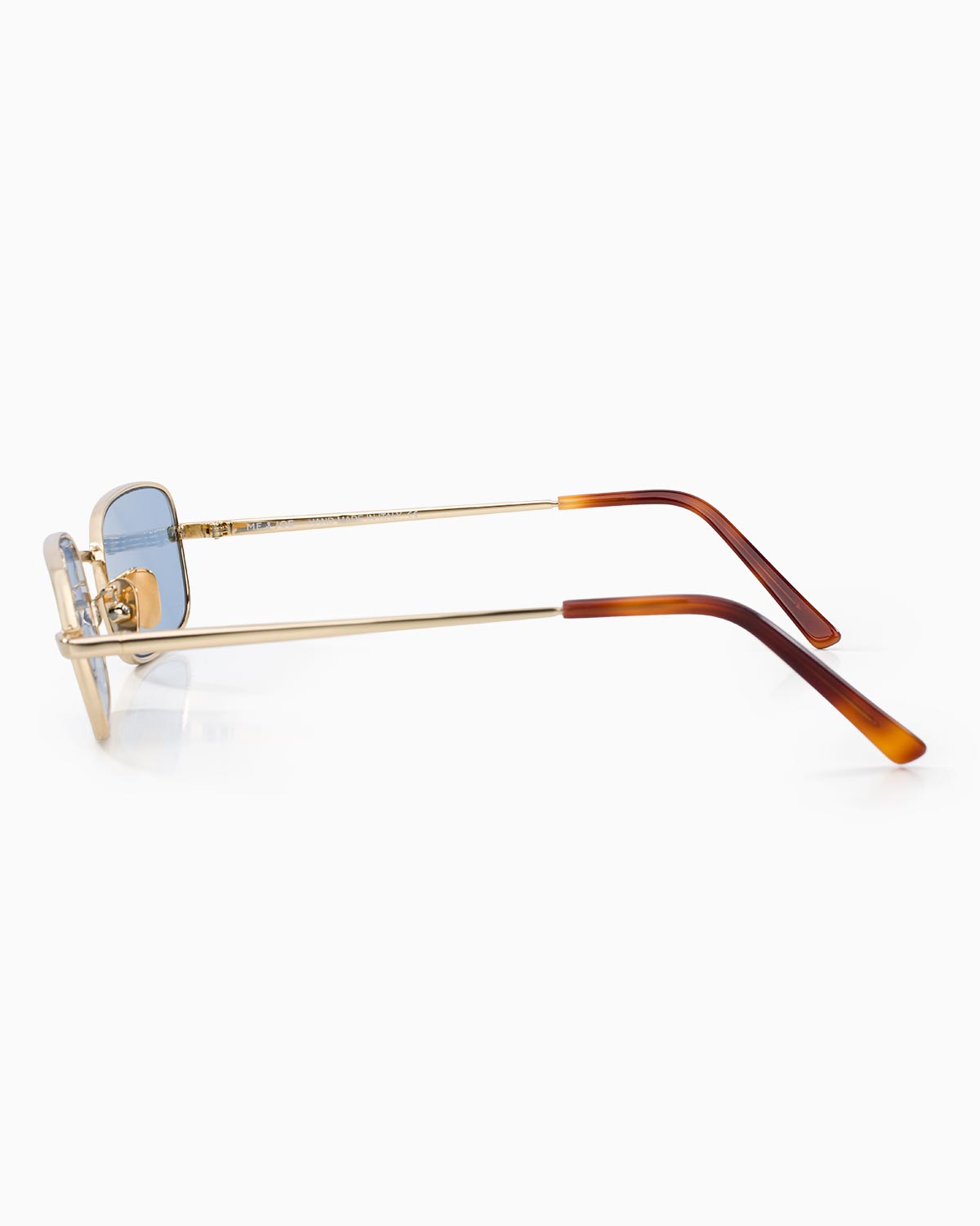 ME & JOE Luca gold sunglasses with light blue lenses – side view