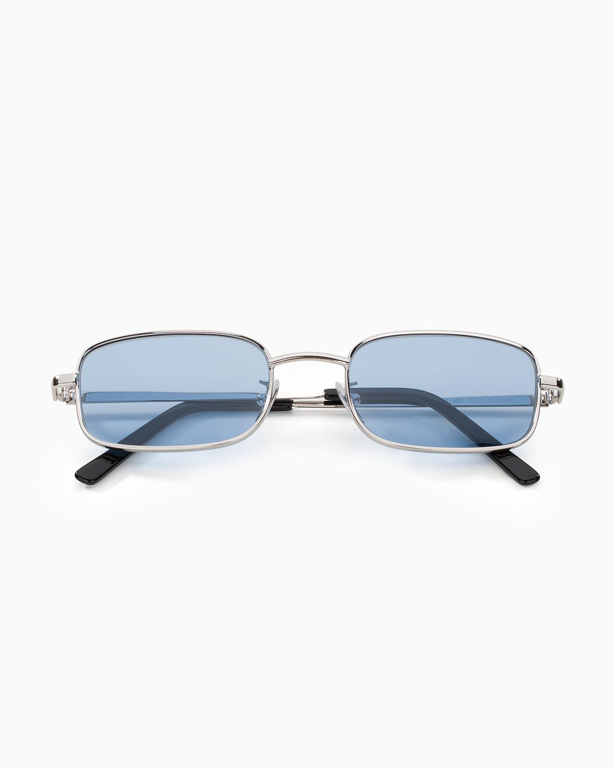 ME & JOE Luca silver sunglasses with blue lenses – front view