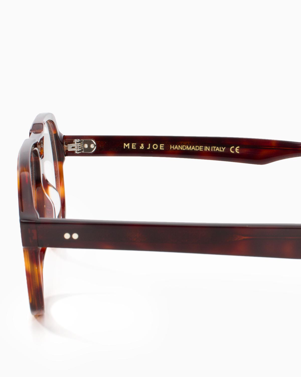 ME & JOE Maverick tortoise optical glasses – temple and logo detail
