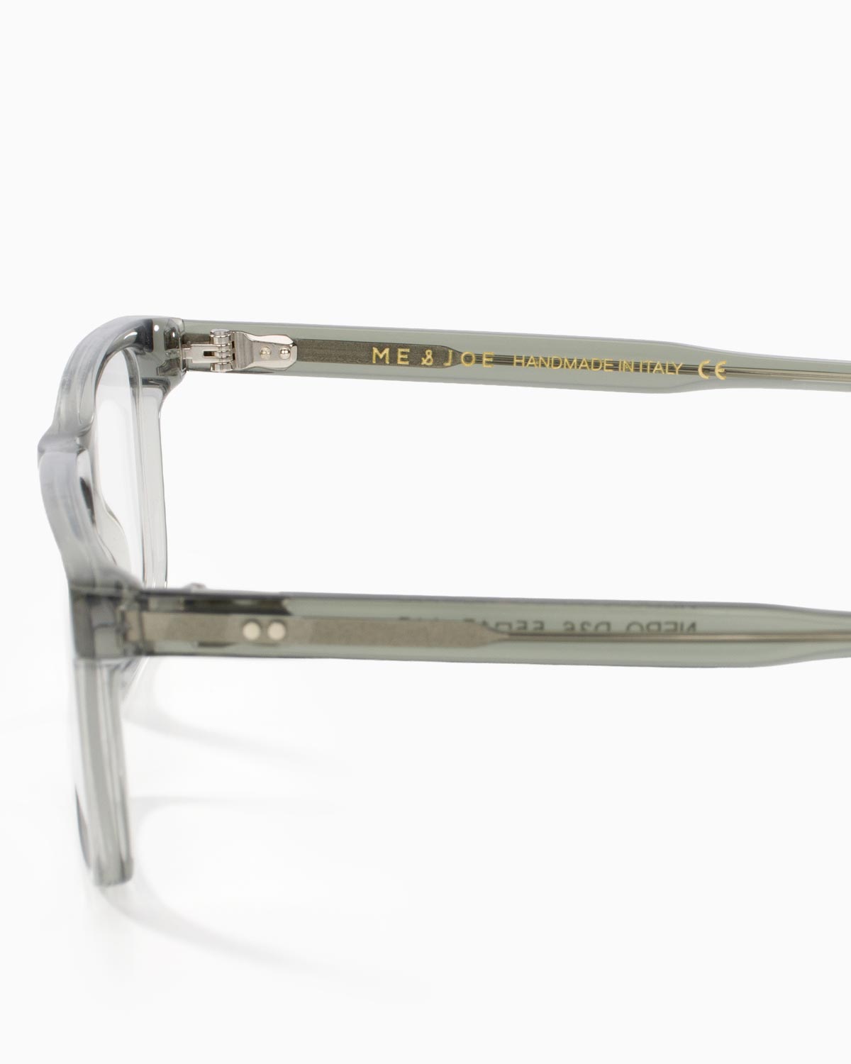 ME & JOE Nero pistachio green optical glasses -temple and logo detail