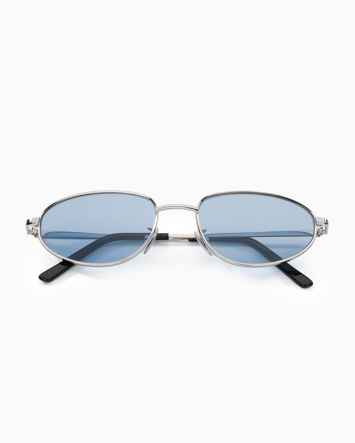 ME & JOE Noma silver sunglasses with blue lenses – front view