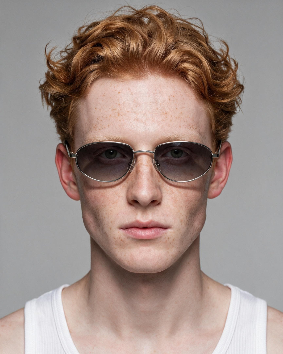 Noma Silver sunglasses with Gradient Grey lenses by ME & JOE worn on male model