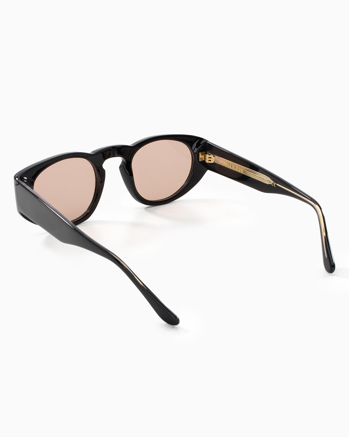 ME & JOE Onassis black sunglasses  with light brown lenses - rear three-quarter view