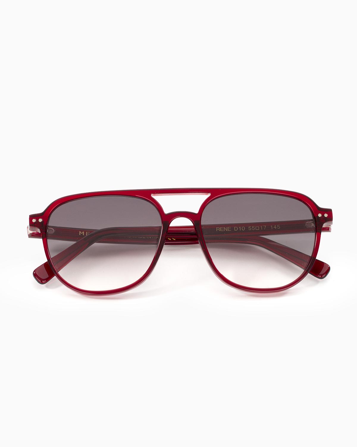 ME & JOE Rene burgundy sunglasses with grey gradient lenses - front view