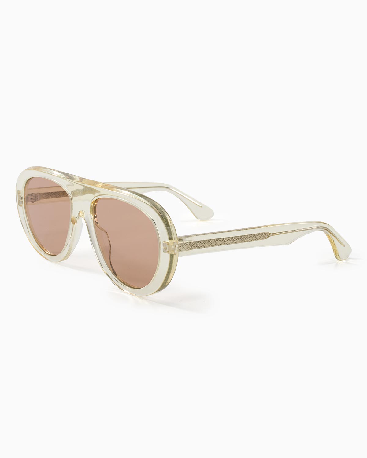 ME & JOE Riviera champagne sunglasses with light brown lenses – front three-quarter view