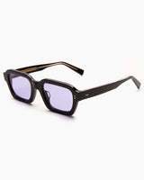 SUNGLASSES-WOMEN-MEN-UNISEX-AMERICA-BLACK-CUSTOM-PURPLELENSES-SIDE